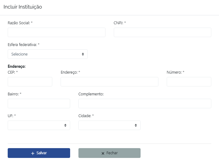 Incluir Instituição
