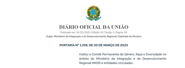 Portaria de criação – 30 de março 