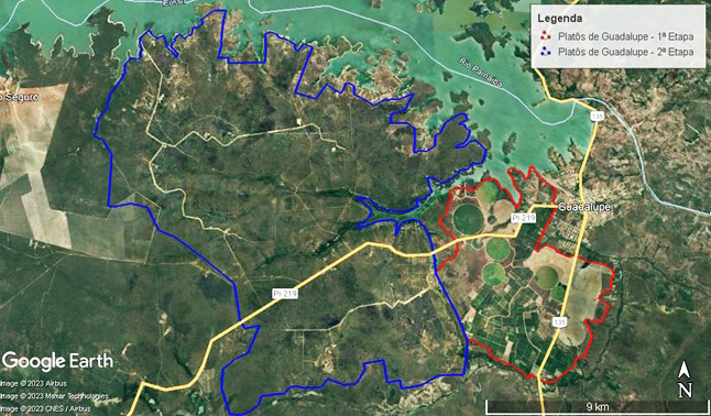 Delimitação das áreas das Etapas 1 e 2 do PPI Platôs de Guadalupe