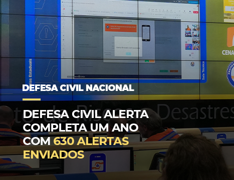 Defesa Civil Alerta completa um ano com 630 alertas enviados