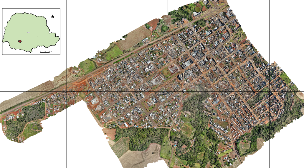 Ortomosaico de parte da área atingida em Rio Bonito do Iguaçu.