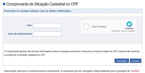 Comprovante de Situação