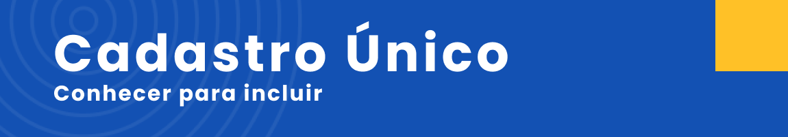 Banner do Cadastro Único com as cores verde, verde escuro, roxo e azul. O banner funciona como um link e, ao ser clicado, direciona o usuário para a página do Novo Cadastro Único.
