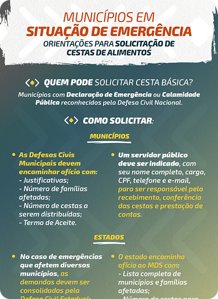Orientações para solicitação de cestas de alimentos
