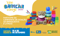 Campanha "Vem Brincar Comigo" tem postos para doação de livros e brinquedos em vários ministérios