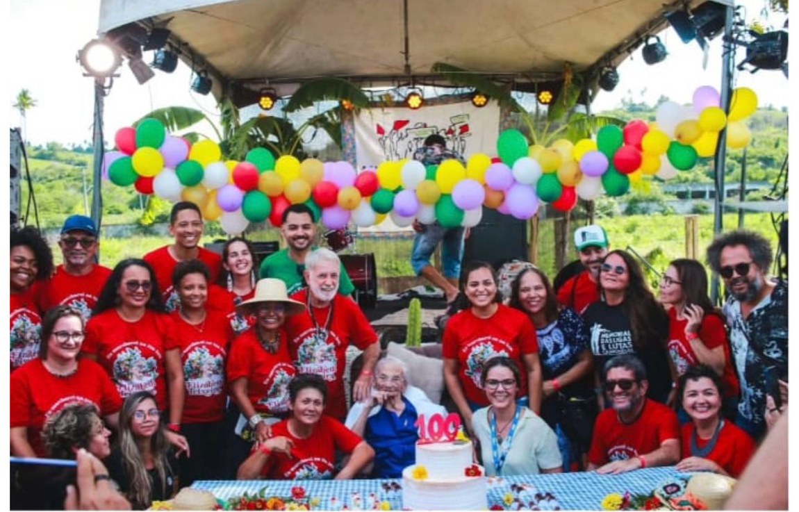 Teixeira é considerada um ícone da luta das camponesas e comemorou o seu centenário no primeiro dia do Festival da Memória Camponesa, em Sapé (PB), nesta quinta-feira (13.02)