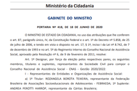 Ministério da Cidadania dá posse nesta sexta-feira (19.06) a membros do Conselho Nacional de Assistência Social