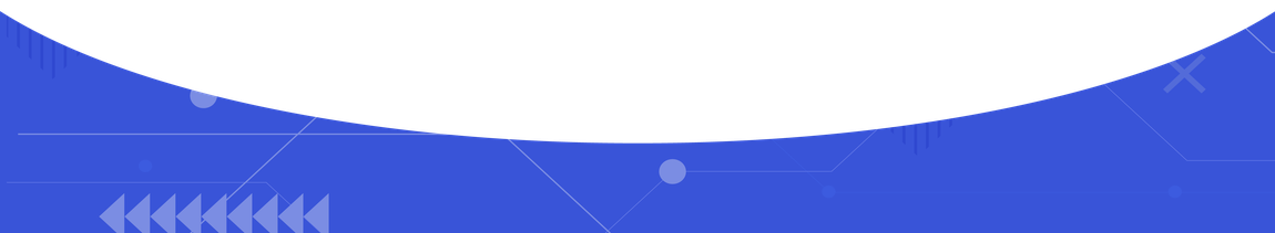 Banner para o footer com fundo azul possui elementos gráficos geométricos, como linhas, cruzes e formas translúcidas.