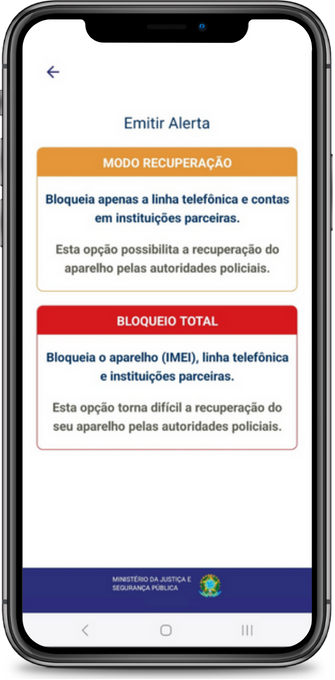 Tela do celular apresentando as duas opções de bloqueio que pode ser feito
