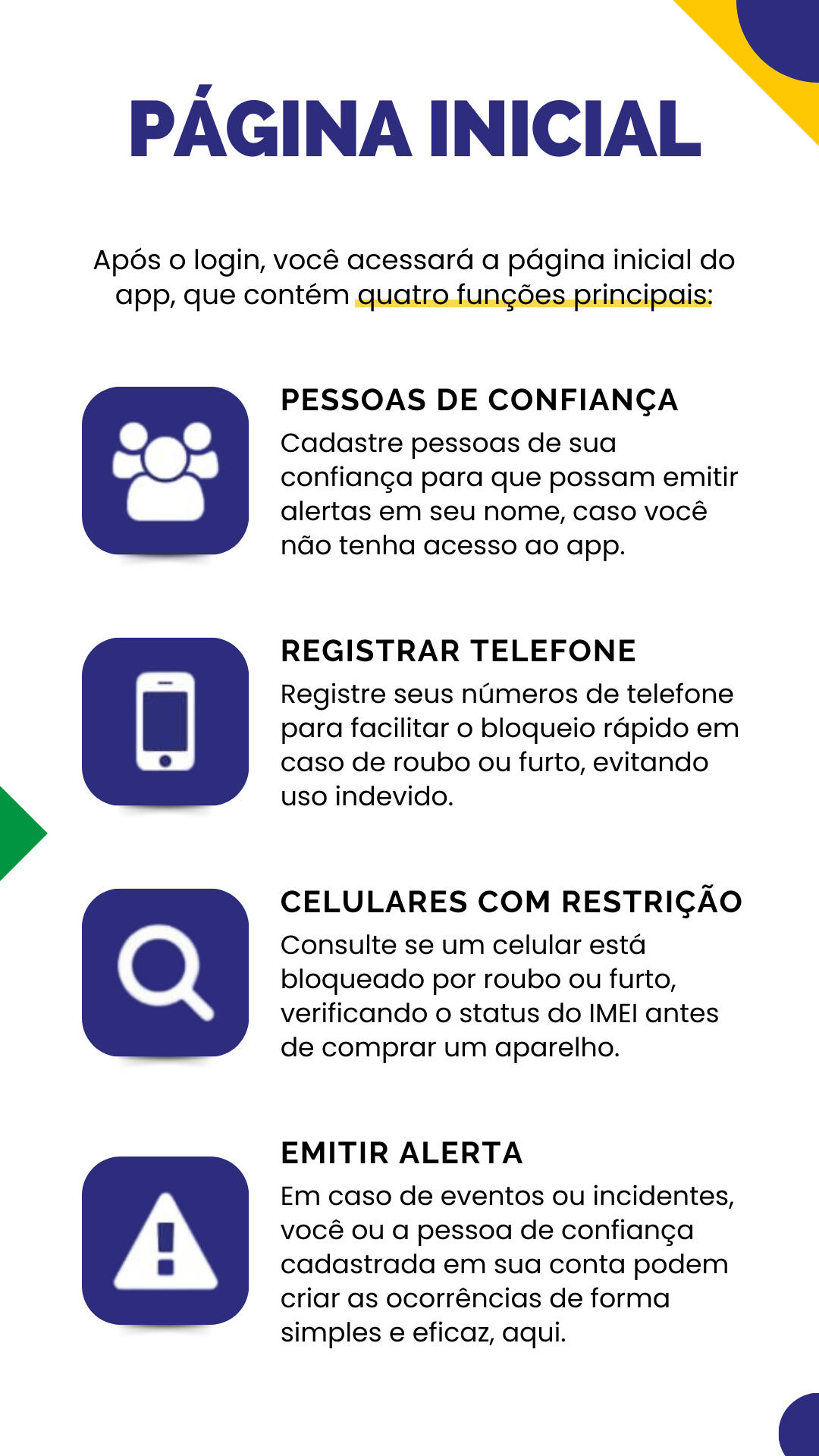 Cadastro de pessoas de confiança