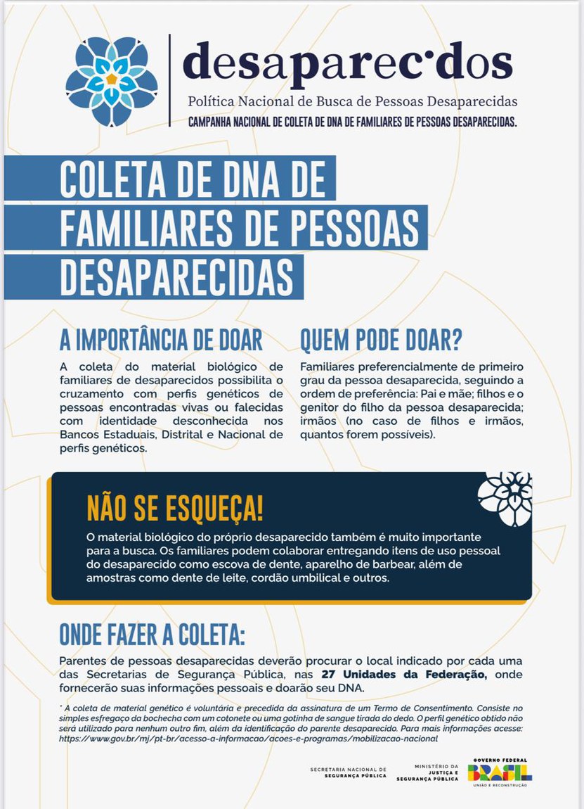 Coleta de DNA de familiares de pessoas desaparecidas