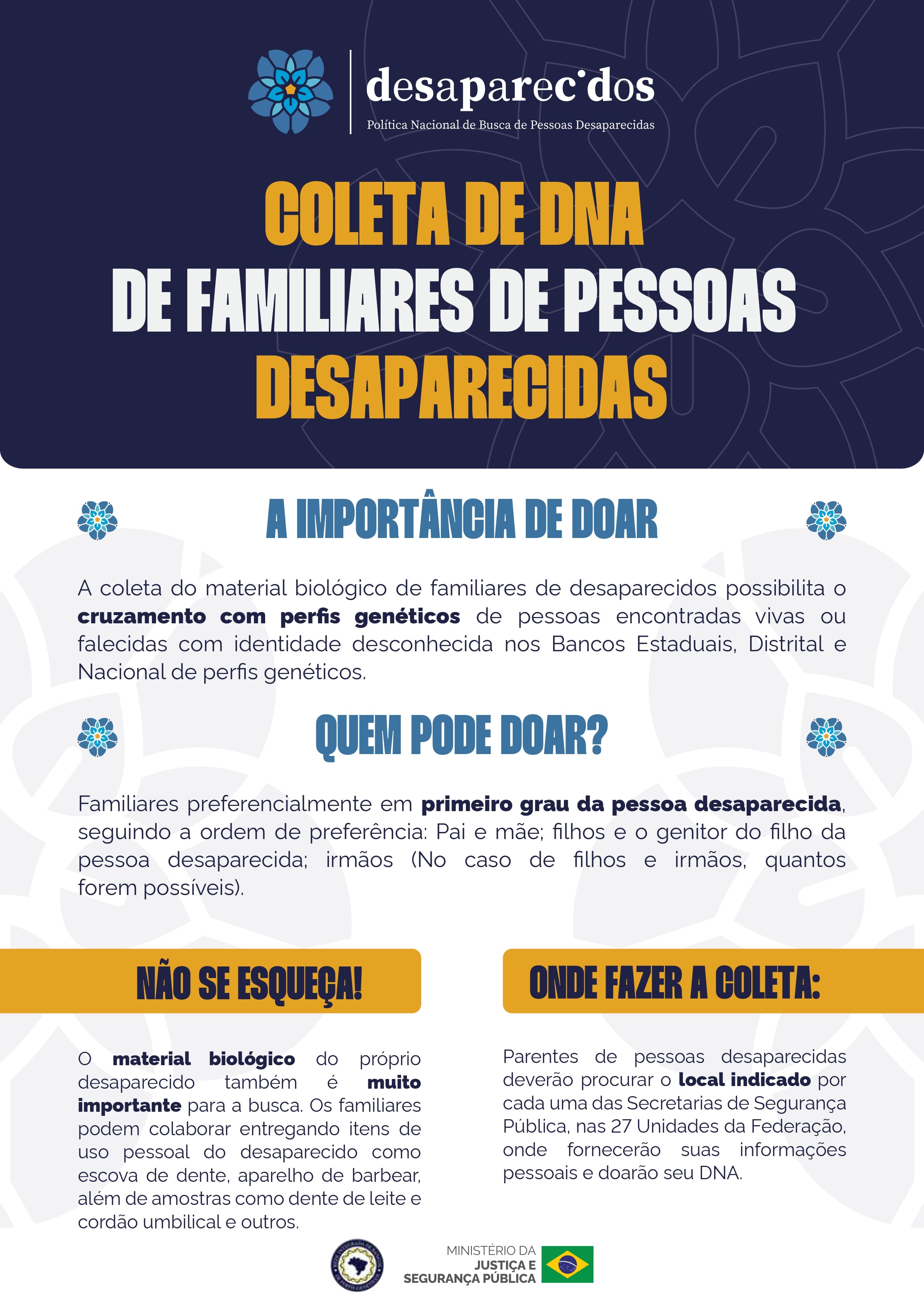 Coleta de DNA de familiares de pessoas desaparecidas