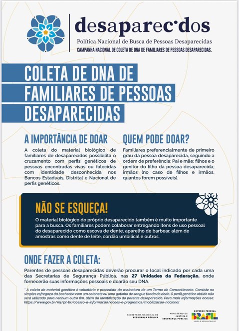 Coleta de DNA de familiares de pessoas desaparecidas