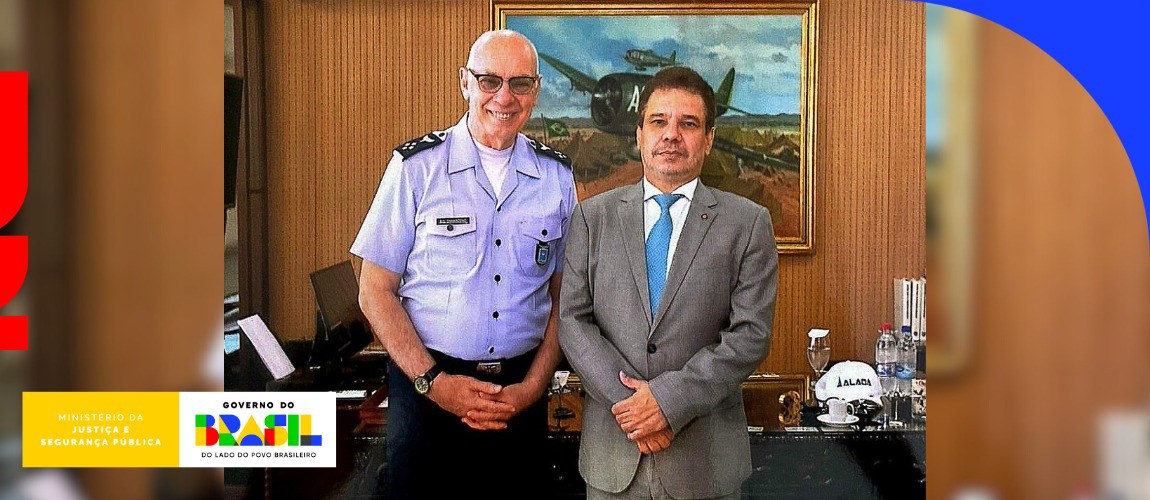 Encontro ocorreu, nesta quinta-feira (19), a convite do tenente-brigadeiro do Ar, no gabinete do comandante, para dialogar sobre interesses do MJSP e da Força Aérea
