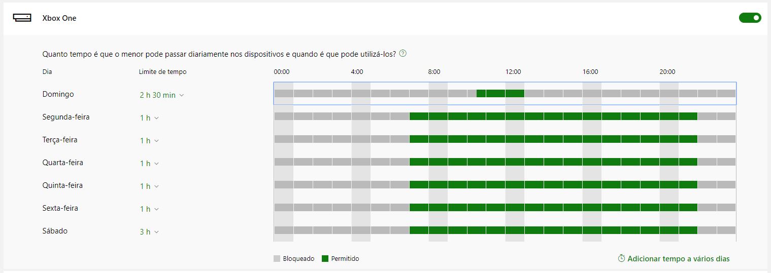 Exemplo de imagem de limite de tempo no Xbox One