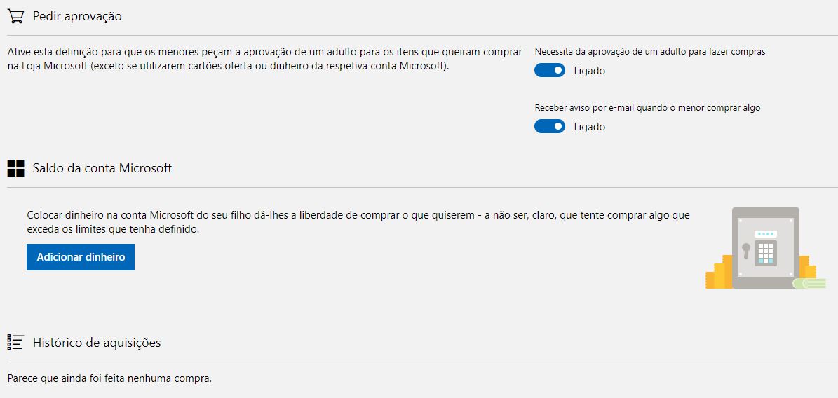 Exemplo de limite de gastos no Windows 10