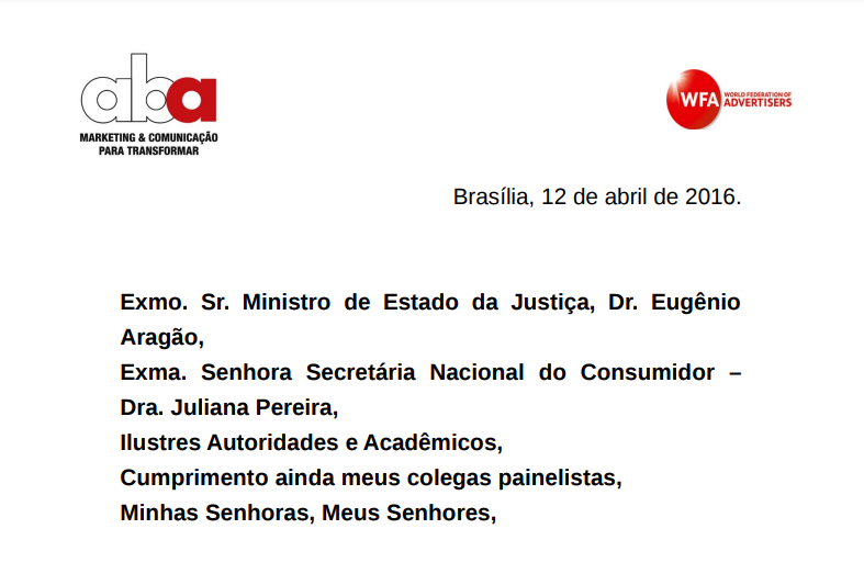 Evento sobre Publicidade Infantil - Posicionamento ABA (Associação Brasileira de Anunciantes)