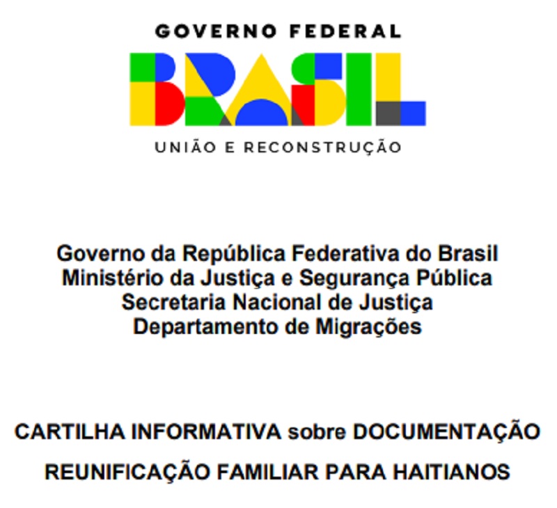 Cartilha informativa sobre documentação para reunificação familiar para haitianos