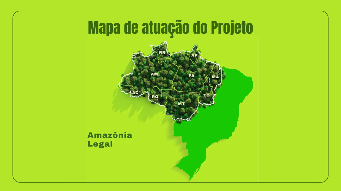 Mapa de atuação do Floresta+ Amazônia