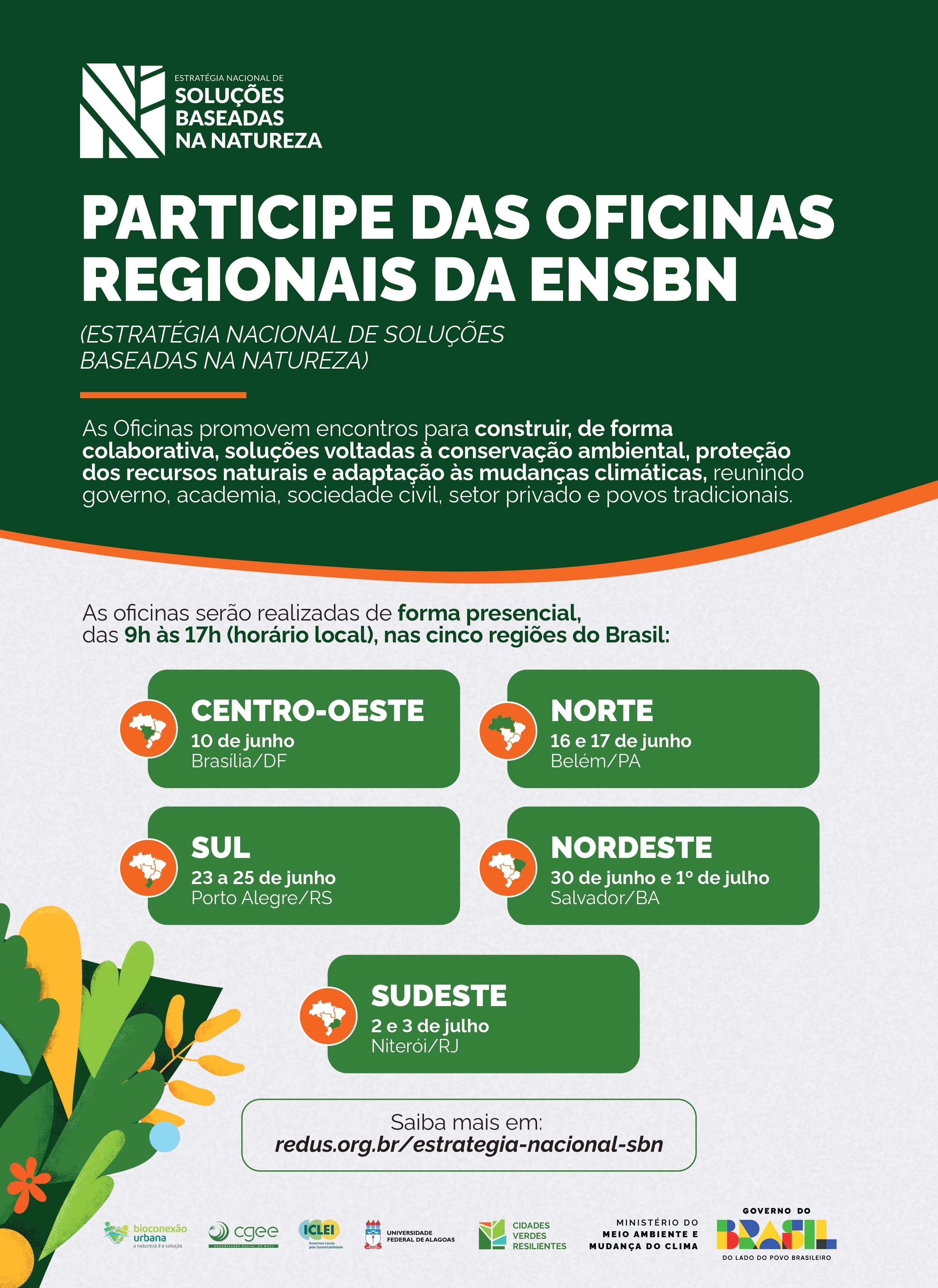 Card com os horários das oficinas de ENSBN