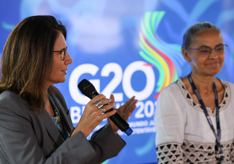 Secretária Ana Toni e ministra Marina Silva em entrevista coletiva. Foto: MMA