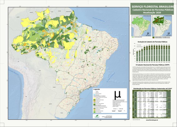 Mapa do Cadastro Nacional de Florestas Púbicas do ano de 2020