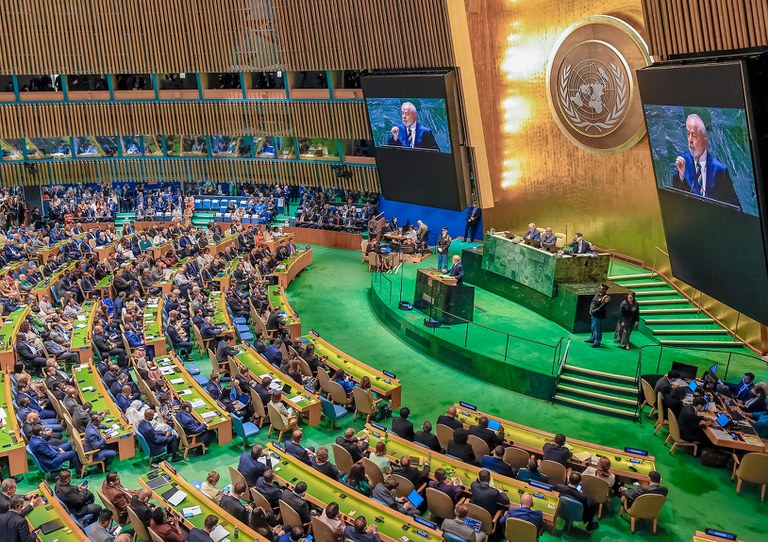 Presidente Lula discursa na abertura do debate da  Assembleia Geral das Nações Unidas, em Nova York. Foto: Ricardo Stuckert/PR