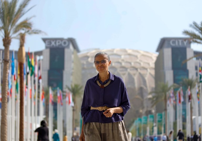 Ministra Marina Silva durante a COP28, em Dubai, nos Emirados Árabes Unidos. Foto: Fernando Donasci