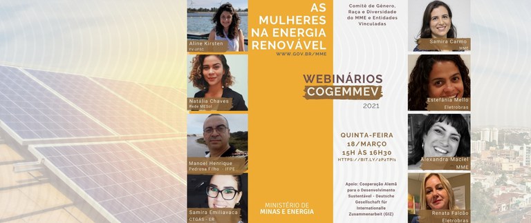 MME promove webinar sobre mulheres na energia renovável