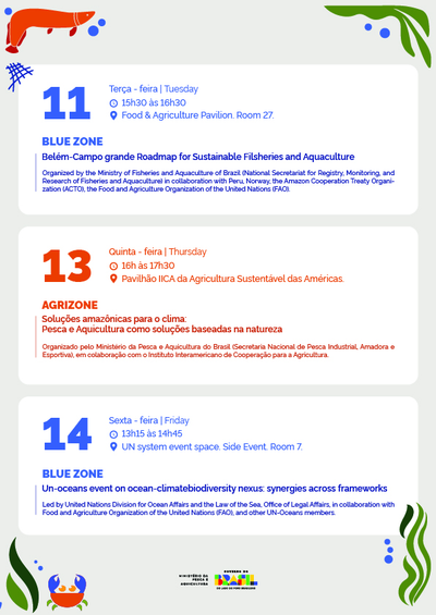 Cronograma dos dias 11,13 e 14