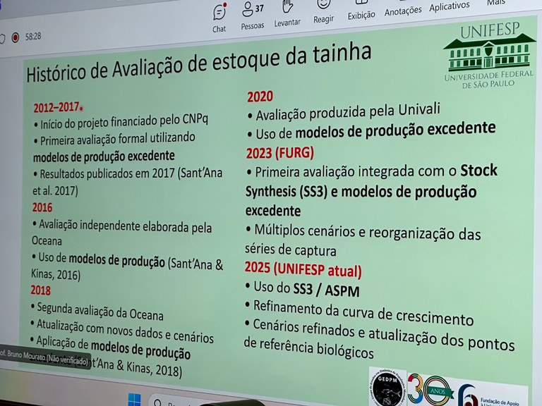 GT tainha debate pesquisa sobre avaliação da estoque e apresenta possibilidade de aumento de cota para 2026