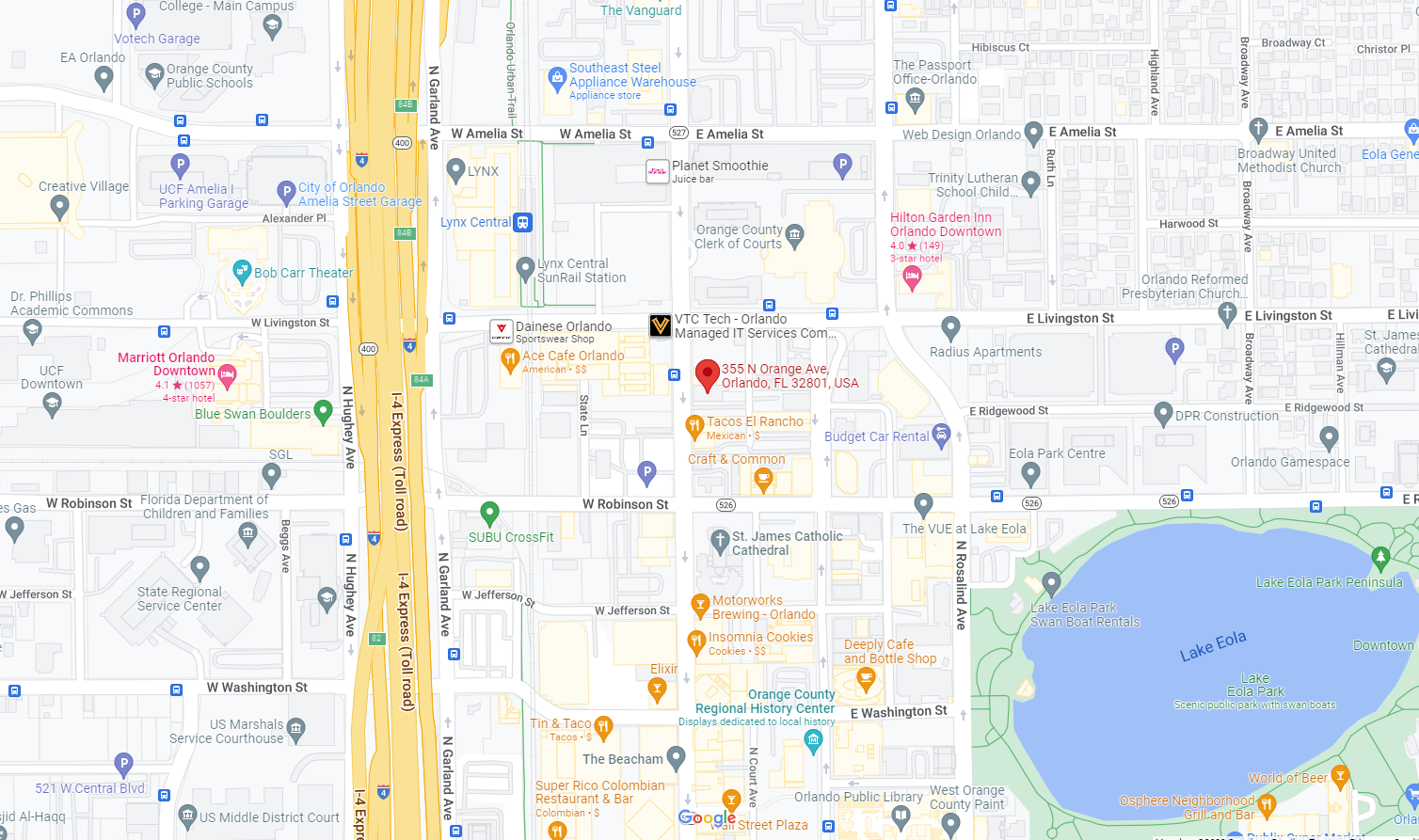 Mapa Orlando com o Vice-Consulado