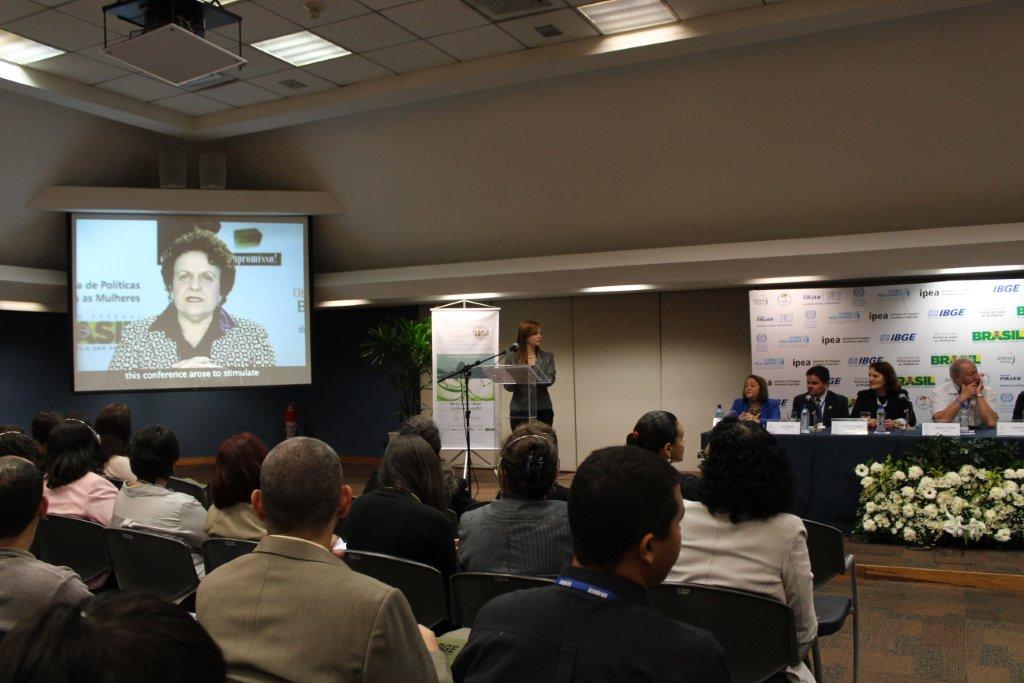 Mensagem em vídeo da ministra Eleonora foi exibida na abertura do encontro Foto: Nilza Scotti/SPM