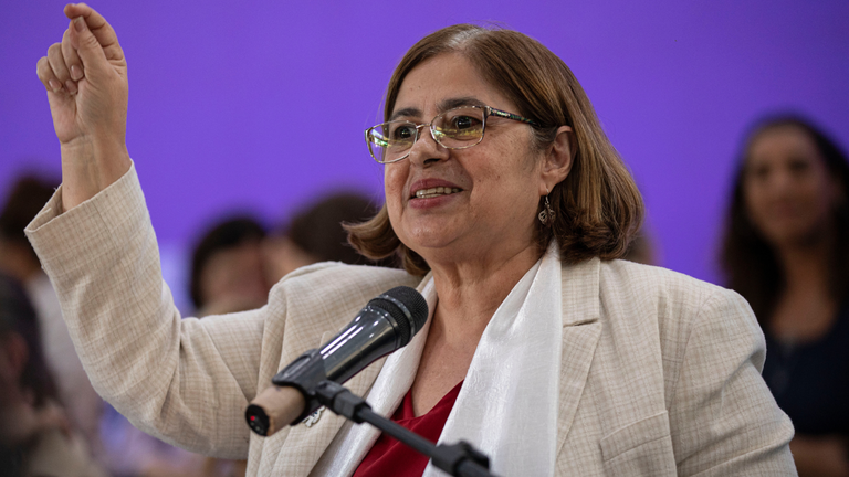 Ministra Cida Gonçalves durante cerimônia de Sanção da Lei da Igualdade Salarial