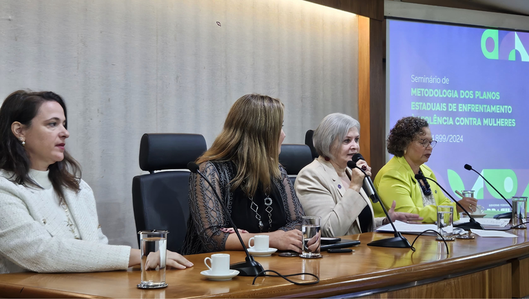 Seminário de Metodologia dos Planos de Enfrentamento à Violência contra Mulheres, promovido pelo Ministério das Mulheres e pelo Ministério da Justiça e Segurança Pública