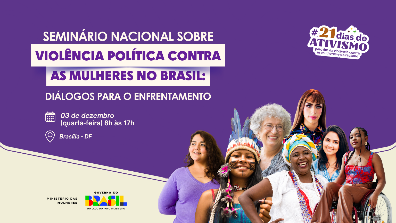 Banner Seminário Nacional sobre Violência Política Contra as Mulheres no Brasil: diálogos para o enfrentamento