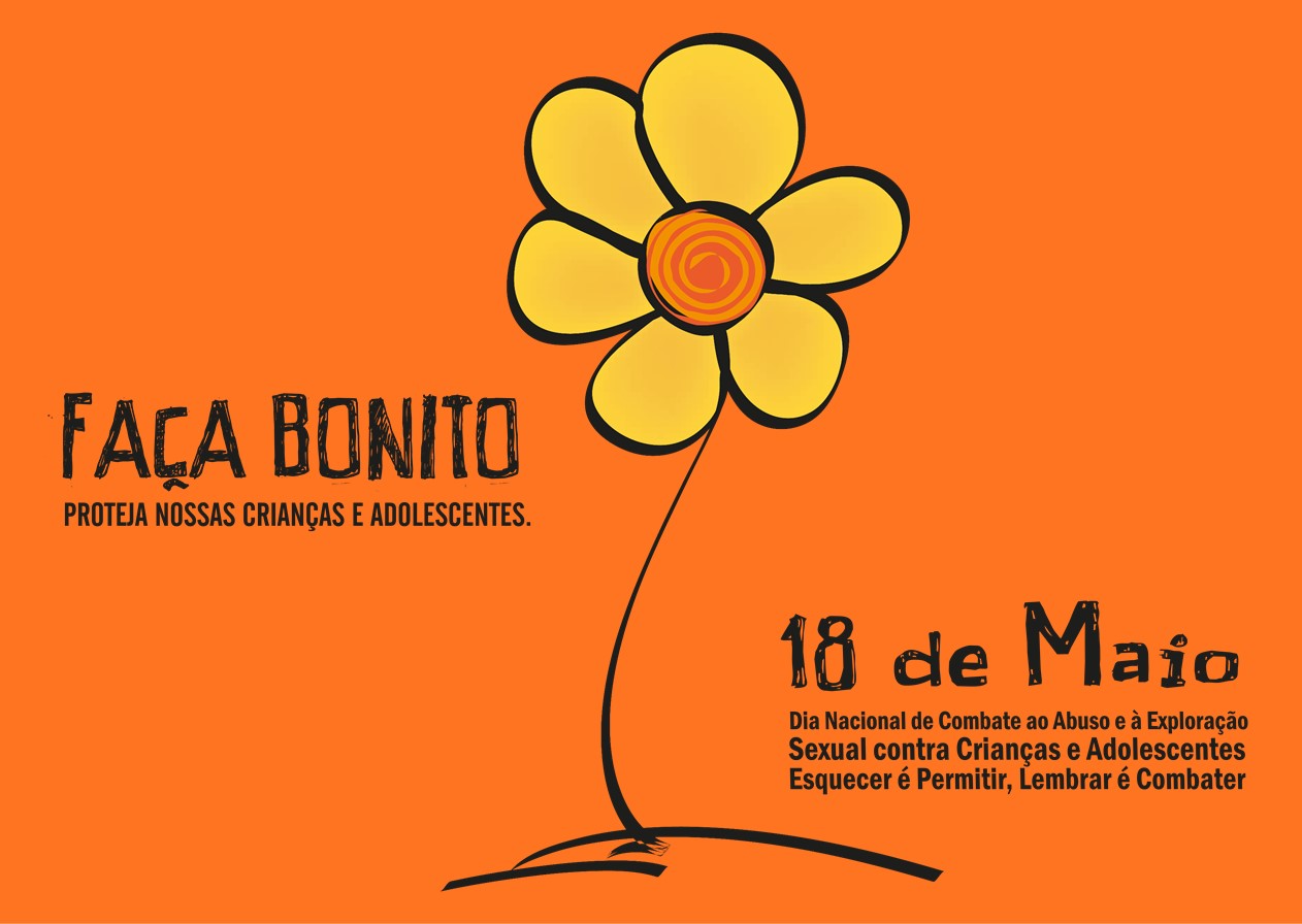Banner da campanha Fala Bonito, com fundo na cor laranja e uma flor amarela,