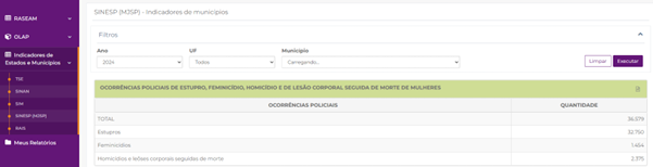 Print da tela do DataMulheres