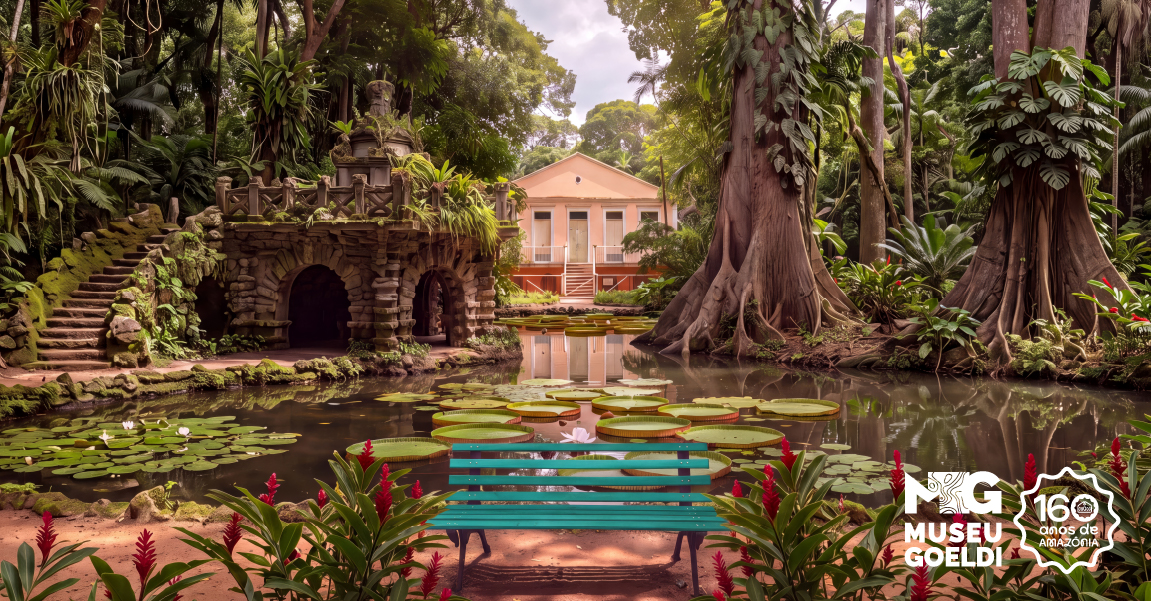Montagem com imagens de ambientes do parque do Museu Goeldi
