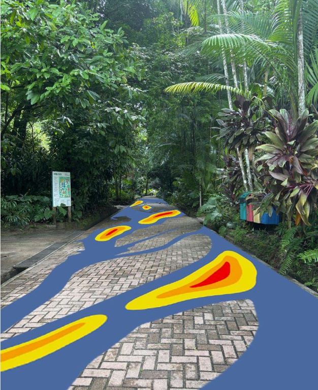 Maquete virtual da obra 41ºC (2025), de Mari Nagem, concebida para a exposição Um rio não existe sozinho..jpg