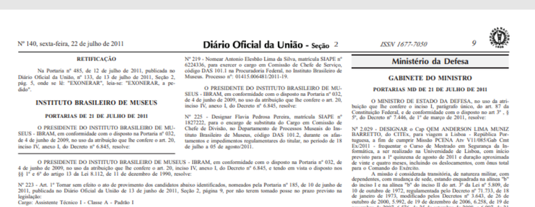 Portarias Nº 223 e 224, de 21/07