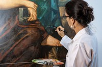 Projeto de restauração da obra Alegoria às Artes pode ser visto pelo público