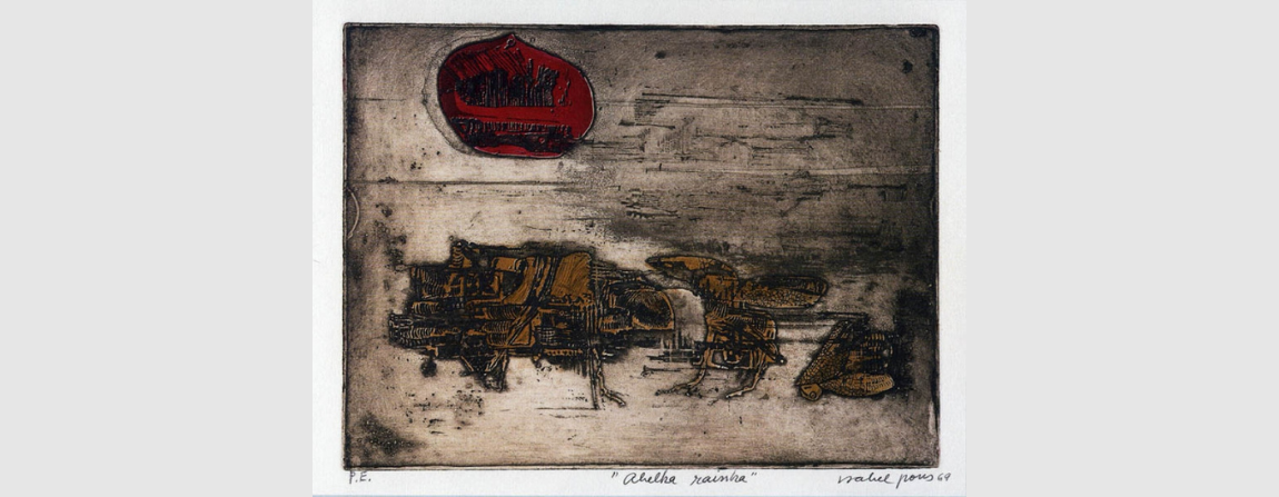 Isabel Pons. Água-tinta e relevo, 29,3 x 39,7 cm (área impressa), 1969. Assinada isabel pons 69. Doação, 1991, Isabel Pons Iranzo Martinez