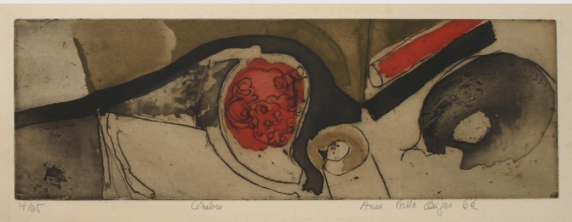 Anna Bella Geiger. Água-forte e água-tinta, 59,5 x 19,5 cm (área impressa); 68 x 48,8 cm (suporte), 1966. Assinada Anna Bella Geiger 66. Doação, 1976, Associação dos Amigos do Museu Nacional de Belas Artes