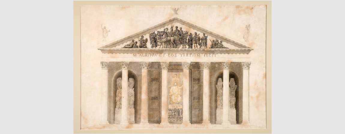 Elevação do Pórtico do Panteon em Roma, Itália