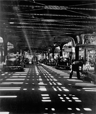Andreas Feininger, Construção de ferrovia elevada na Division Street, Lower Manhattan, 1940