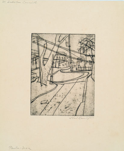 Paisagem urbana com trilho de bonde, c. 1943