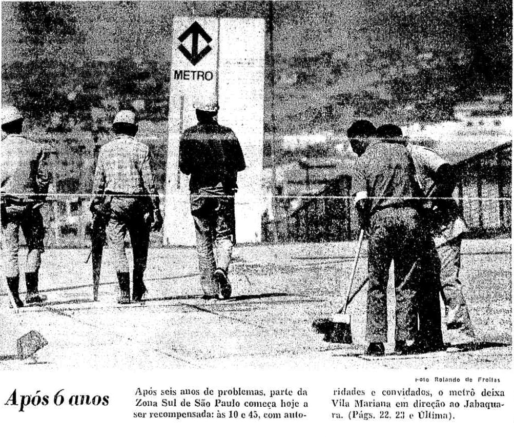Obras na linha 1 (azul) do metrô, 1974