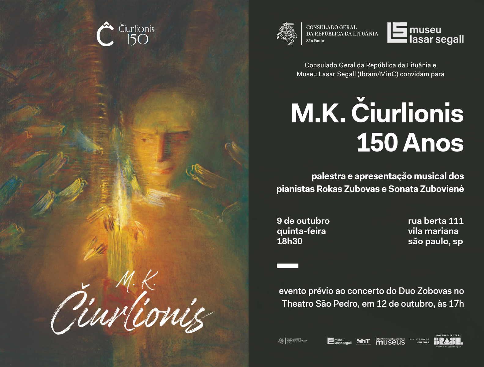 Apresentação do Duo Zobovas, 9 de outubro no Museu Lasar Segall