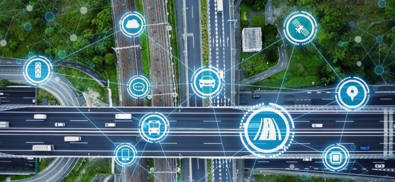 Imagem gerada com IA com rodovias e pontos de digitalização